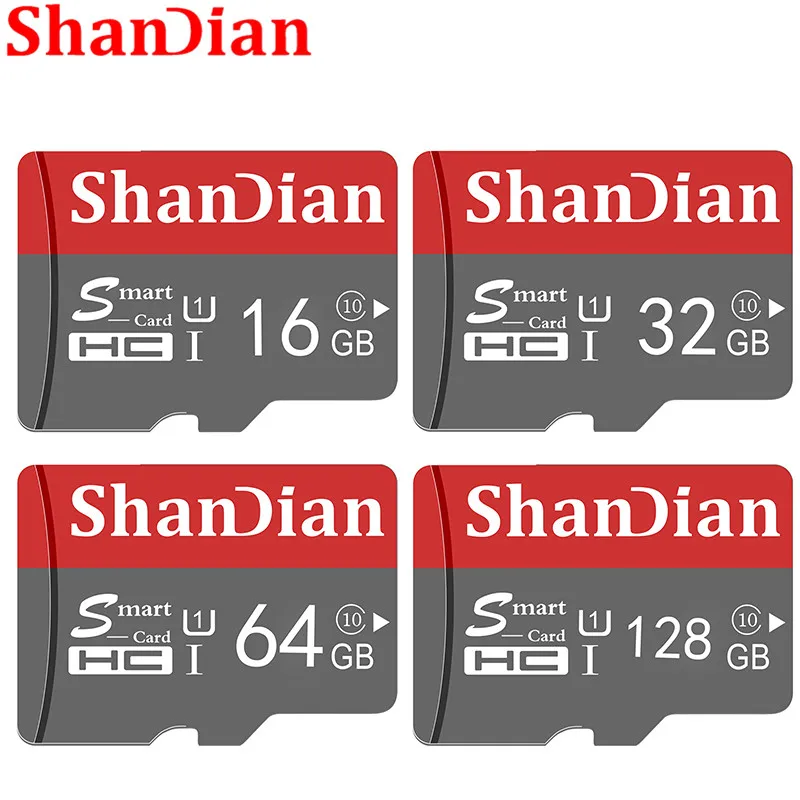 SHANDIAN Smart SD Card 32GB High Speed Class 10 16GB/64GB Real Capacity 128GB Mini SD Memory Card TF Card for Smartphone