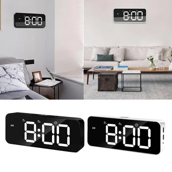 

Modern Mirror Desk Wall Clock Bedroom Home Office 3 Levels Adjustable Brightness