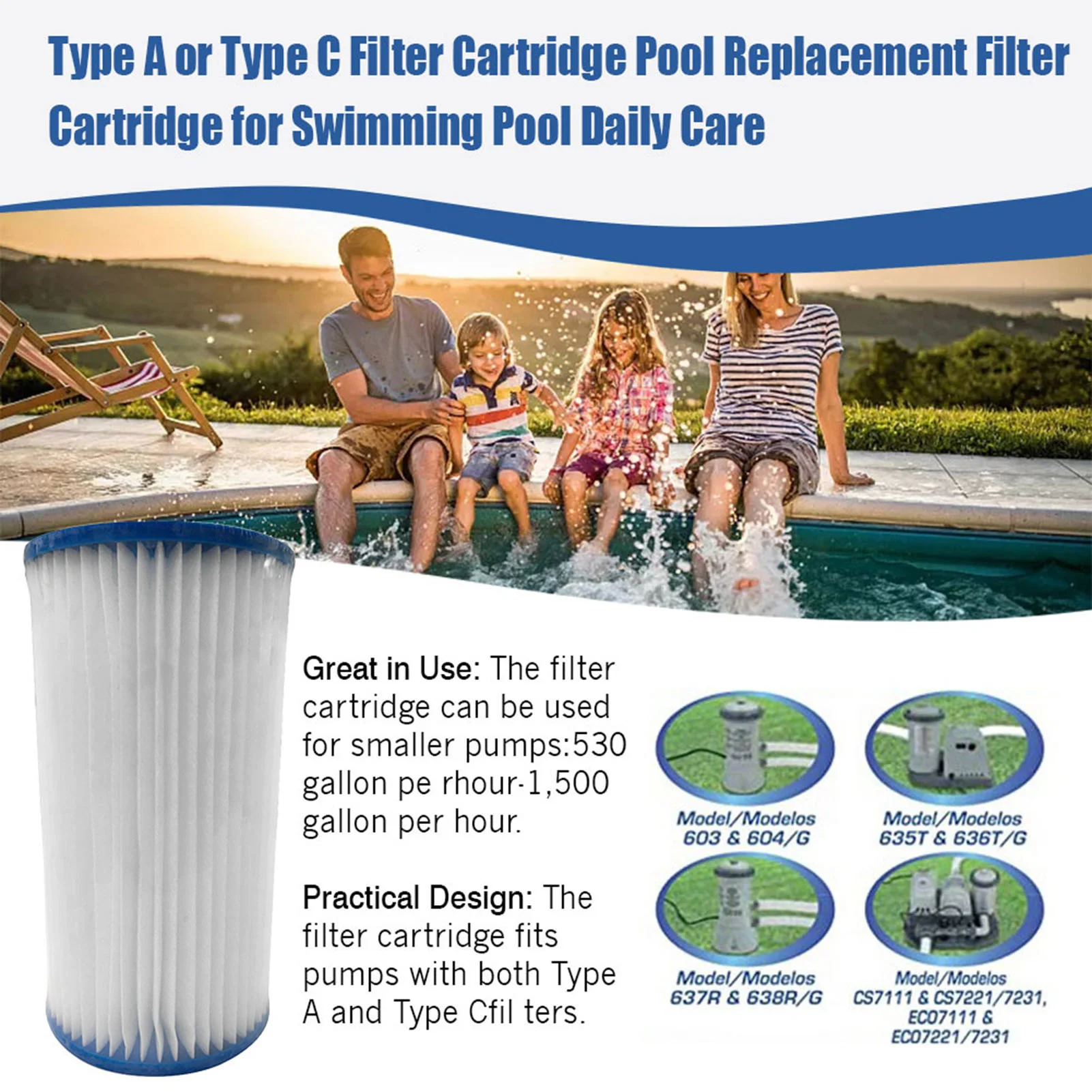 1/2/5pcs Swimming Pool Equipment Type C filtro arena piscina Filter Cartridge Replacement intex pool Filter Cartridge Daily Care swimming pool filter
