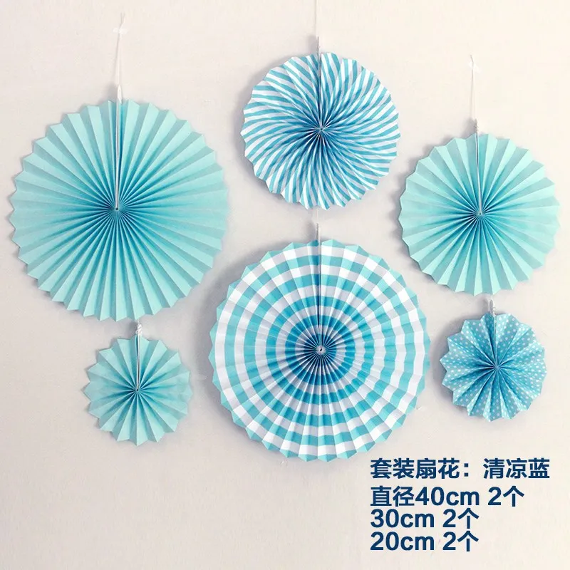 Christmas Shopping Mall Shop Showcase Decorative Paper Fan Curd New Year Kindergarten Background Flower Wall Decorative Activity