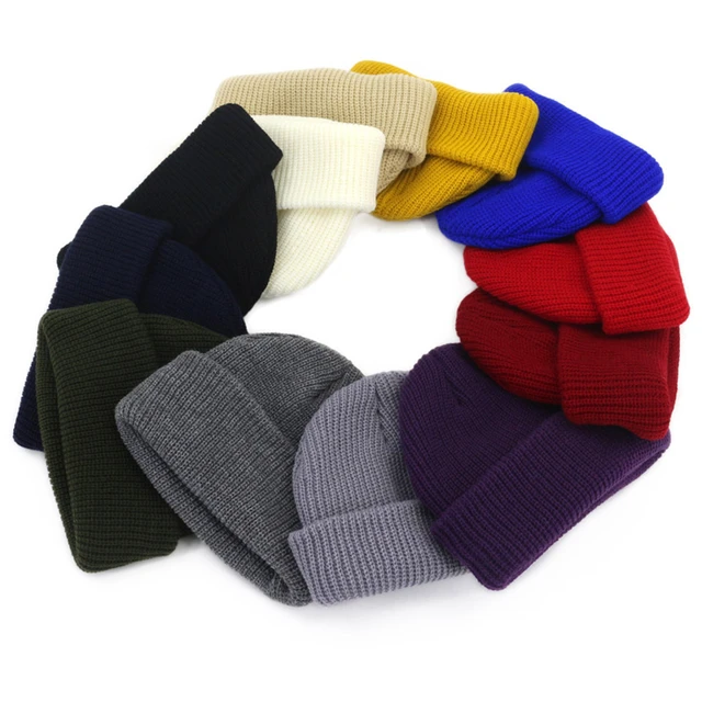 Bonnet tricoté pour hommes, court, grande taille, Hip Hop, solide, chaud,  rétro, Baggy, Melon, crâne, nouvelle collection automne 2022 - AliExpress