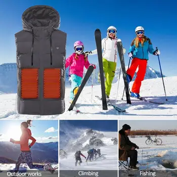 Outdoor USB Heating Vest Jacket Winter Flexible Electric Thermal Clothing Waistcoat Fishing Hiking Warm Clothes Men and Women 5