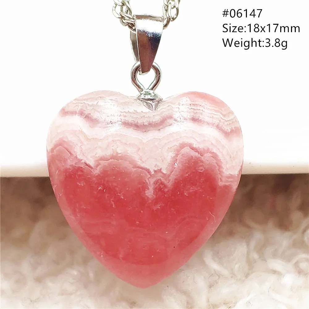 Natural Red Argentina Rhodochrosite Pendant Necklace Rose Rhodochrosite Heart Pendant Women Men Necklace Pendant Necklace