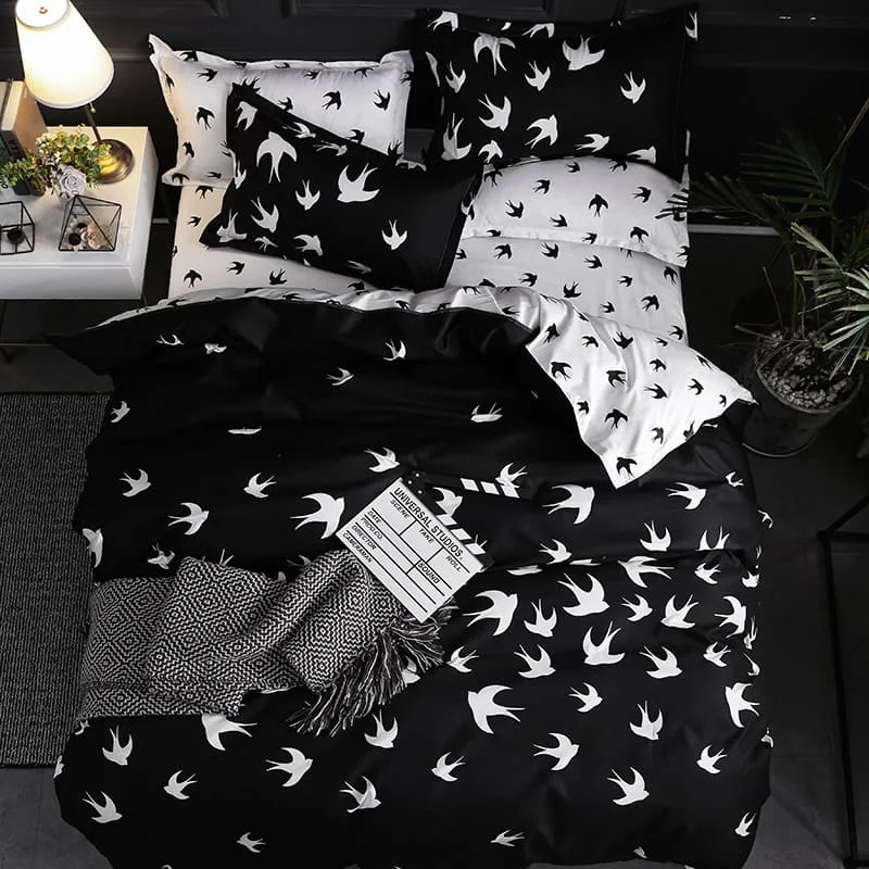 Роскошные постельные принадлежности набор пододеяльников наборы 3 шт. мрамор супер размер один Ласточка королева черный одеяло постельное белье хлопок дизайнер - Цвет: style5