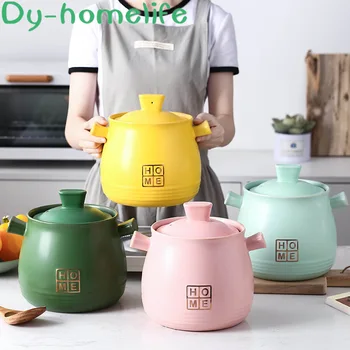 

3.5L Ceramic Casserole Gift Box Korean Powder Green Yellow Soup Pot Stew Pot Open Flame Heat-resistant Home Kitchen Supplies