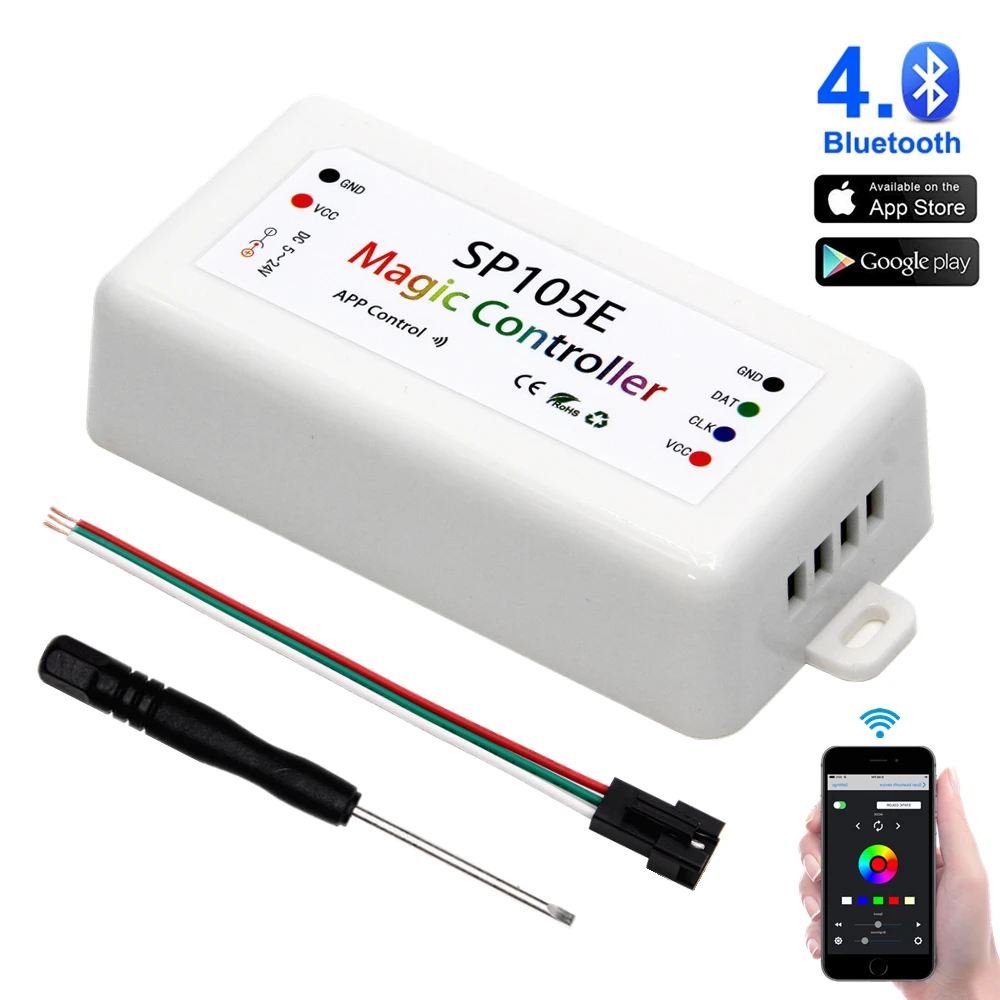 DC5V-24V SP105E Bluetooth WS2811 WS2812B светодиодный контроллер SK6812 RGB/RGBW APA102 WS2801 пикселей светодиодные полосы