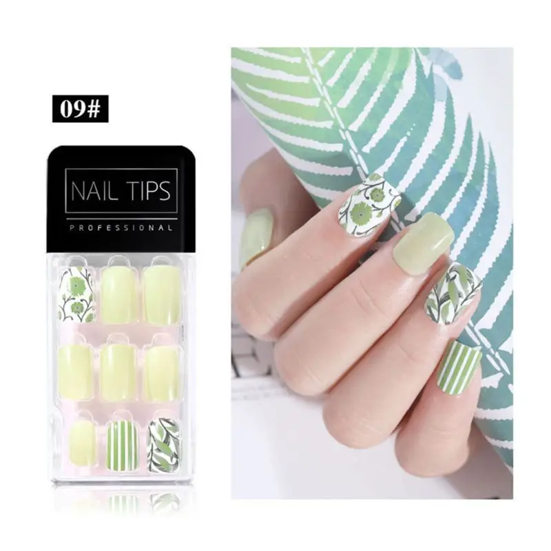 Detachable Full Cover False Nail Tips Sticker Reusable Nails Decoration Tools - Цвет: 9