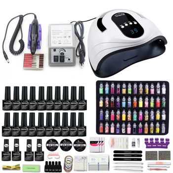 

Super Nail Set With 120W Nail Dryer Choose 20/10 Color Gel Nail Polish Kit 35000RPM Electric Nail Drill Machine Manicure Set