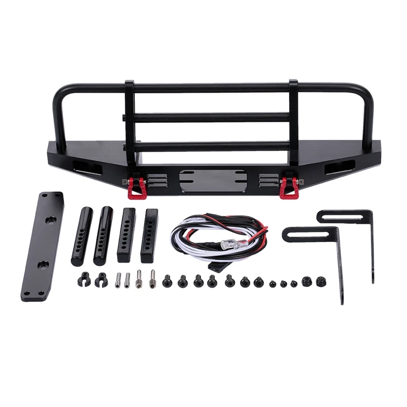 

Adjustable Metal Front Bumper with 2 LED Light for 1/10 RC Crawler Traxxas TRX4 Defender Axial SCX10 SCX10 II 90046 90047