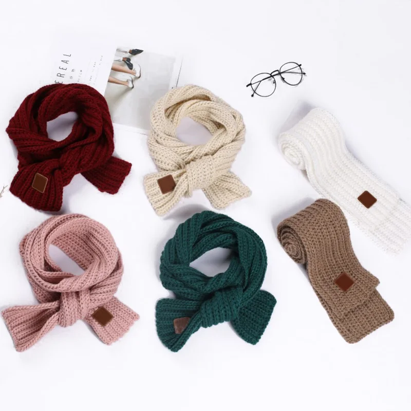 Новинка 2020 осенне зимний детский шарф вязаный для мальчиков и девочек чистый