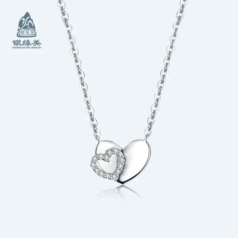 

Yinyuanmei S925 Fine Silver Heart Shape Necklace Korean-style Jewelry Accessories Sets of Chain