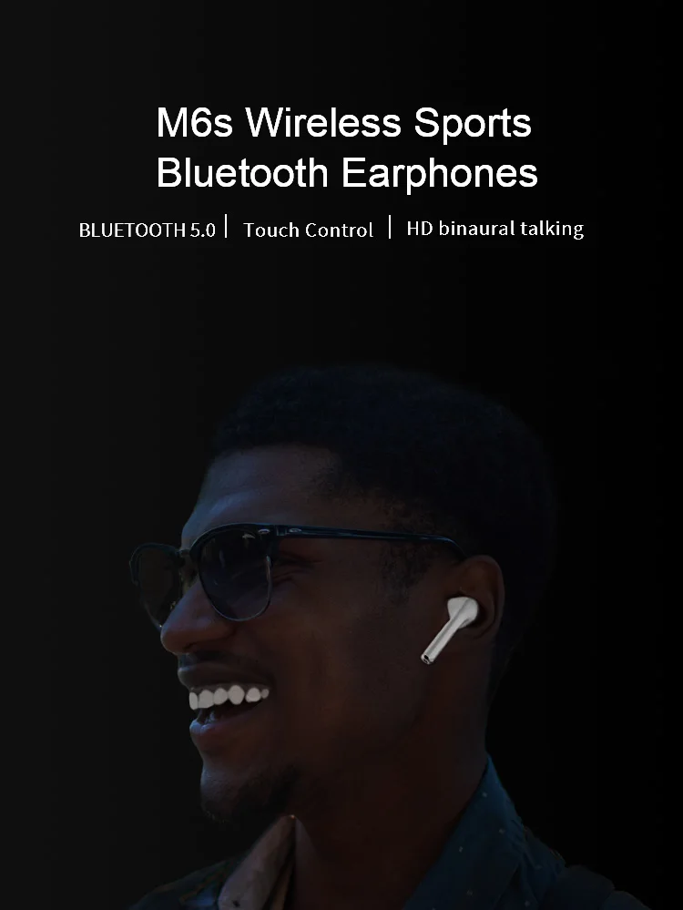 YUNAO M6S Bluetooth наушники Беспроводные HD наушники с шумоподавлением спортивные наушники для xiaomi huawei Android IOS мобильный телефон