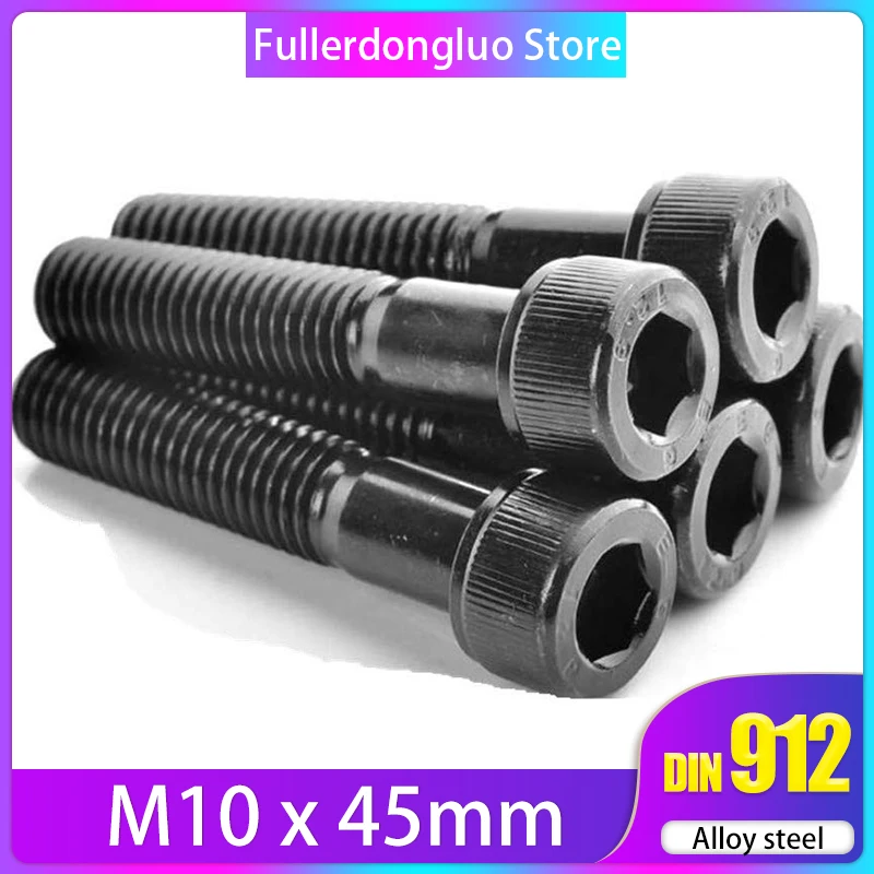 

5pcs M10x45mm Black Alloy Steel Internal Hex Socket Cylinder Head Cap Screw Bolt By Fullerkreg