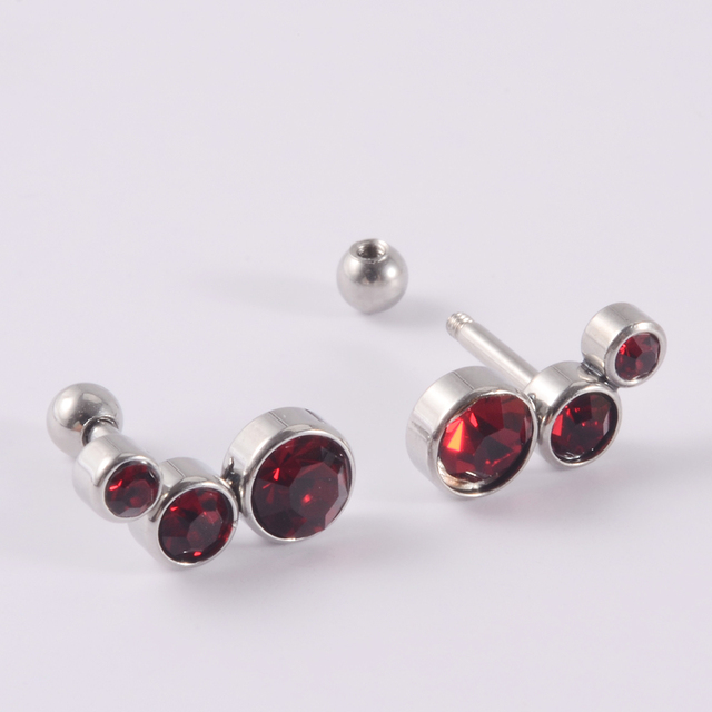 Flat CZ Gem Opal Lip Labret Stud Piercing Internall Thread Ear Tragus Cartilage Helix Stud Earring Body Jewelry