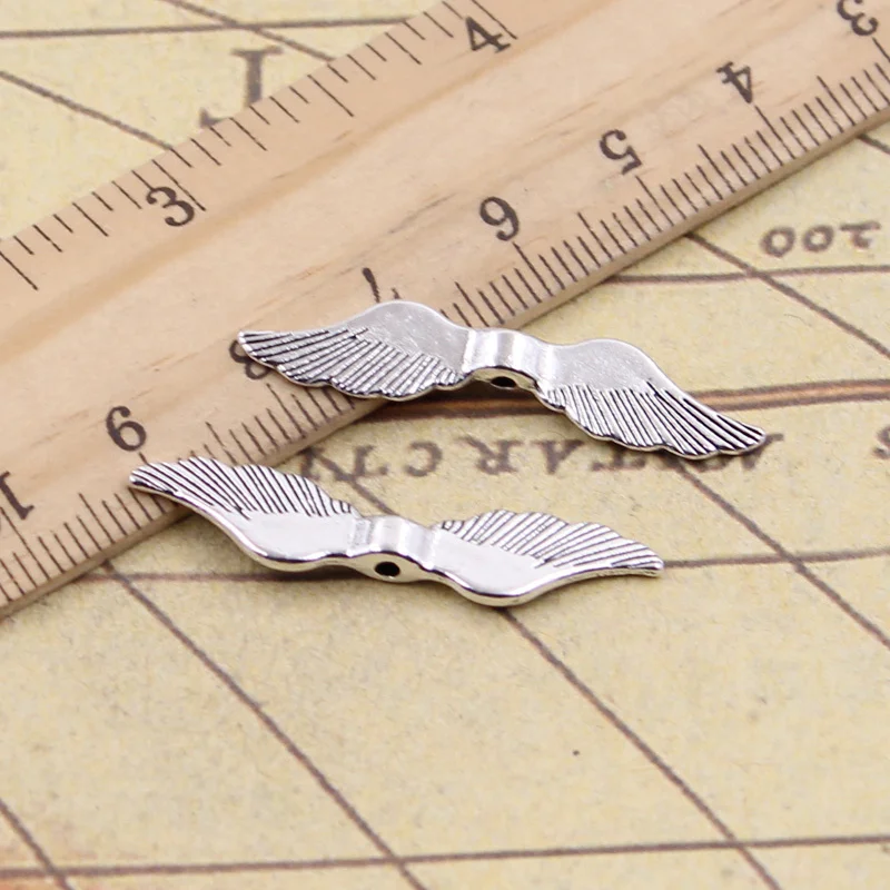 25pcs Charms Angel Wings Bead 8x36mm Tibetan Pendants Crafts Making Findings Handmade Antique Jewelry DIY Necklace