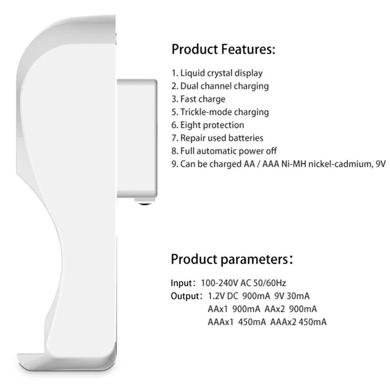 Батарея Зарядное устройство 2 слота металл-гидридных или никель Батарея Зарядное устройство для AA AAA 9V 6F22 Батарея с ЖК-дисплей Дисплей PUO88