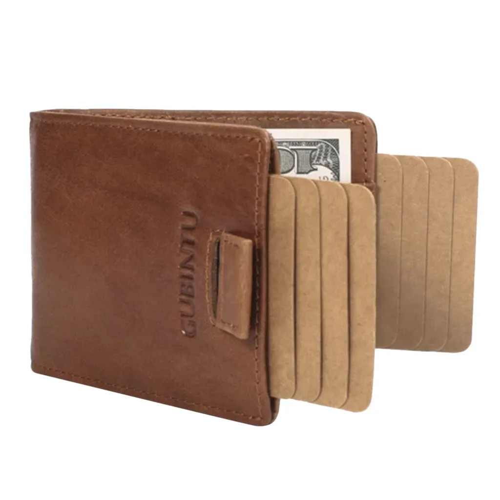 Мужской тонкий кошелек RFID с двойным выдвижным кожаным антимагнитным RFID бумажником женский кошелек-визитница portfel кошелек женский