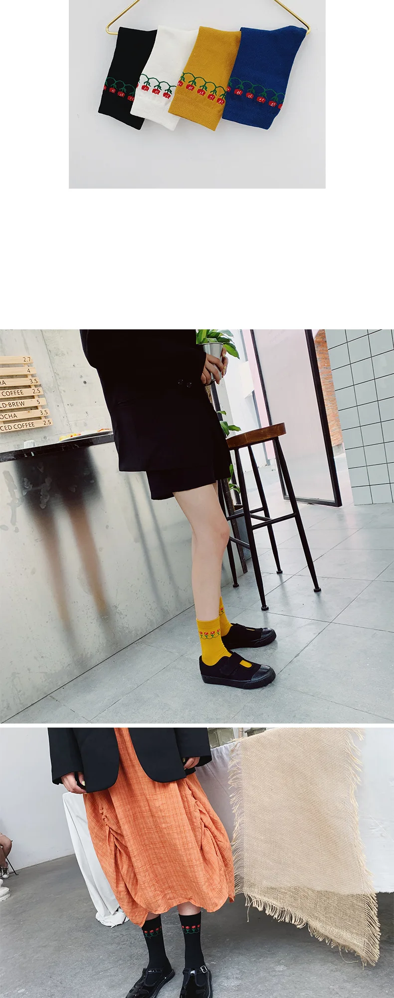 Jeseca/милые носки с цветочным принтом в японском стиле для девочек в Корейском стиле; женские винтажные уличные носки в стиле Харадзюку; теплые зимние носки