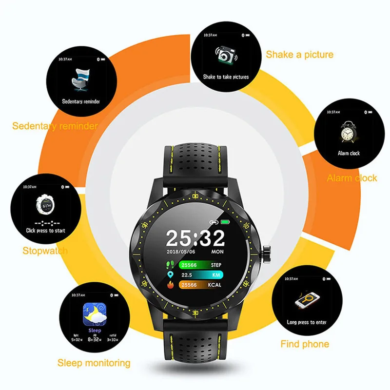 

SKY1 Smart Watches Healthy Monitor Heart Rate Blood Pressure Motion Data IP68 Waterproof Sports Ring Incoming Call Watch Clock