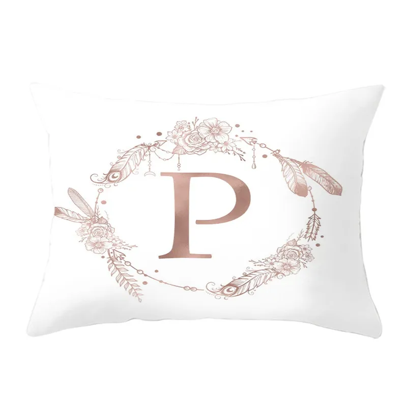 Fuwatacchi, белая, розовая, A-Z наволочка для подушек с буквенным принтом, наволочка из полиэстера для домашнего дивана, декоративные наволочки для подушек 30*50 см - Цвет: PC12825