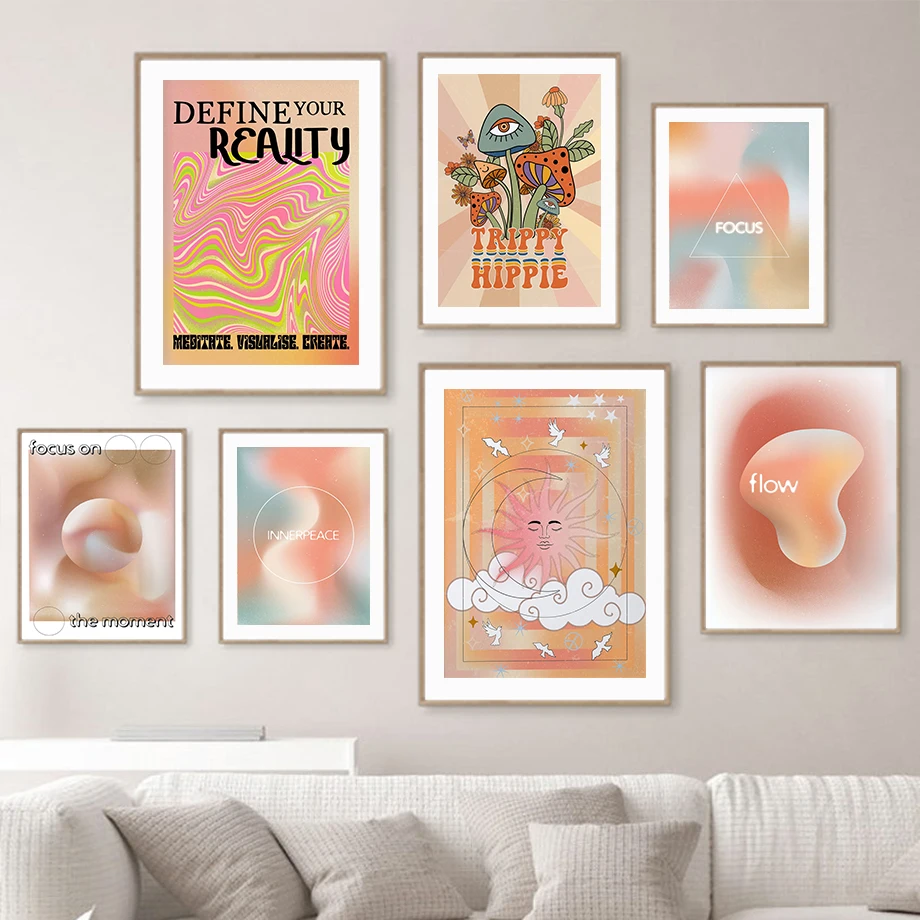 

Gradient Irregular Shapes Minimalist Sun Wall Art Canvas Painting Nordic Posters And Prints Wall Pictures For Living Room Decor