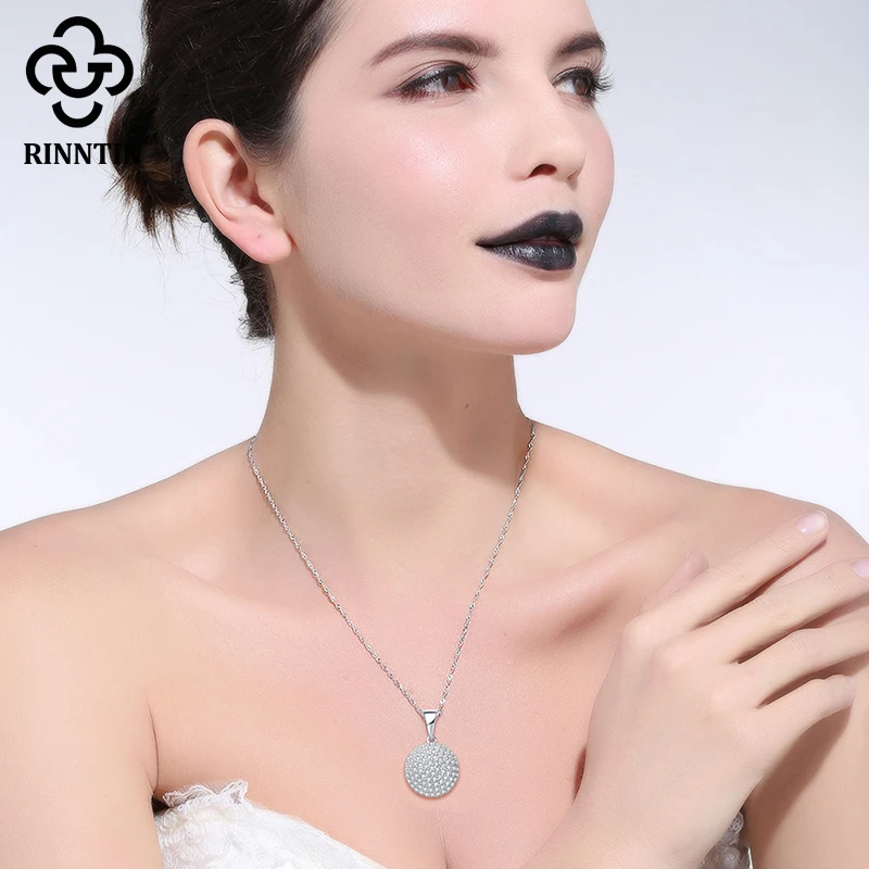 Кулон из серебра 925 пробы с фианитом 45 см|necklace silver pendant|necklaces pendants 925necklace round pendant |
