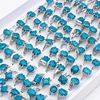 New bulk lots 25pcs mixed designs Prismatic Heart-shaped Circular blue stone zinc alloy womens rings fashion jewelry ring 1