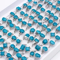 New bulk lots 25pcs mixed designs Prismatic Heart-shaped Circular blue stone zinc alloy womens rings fashion jewelry ring 1