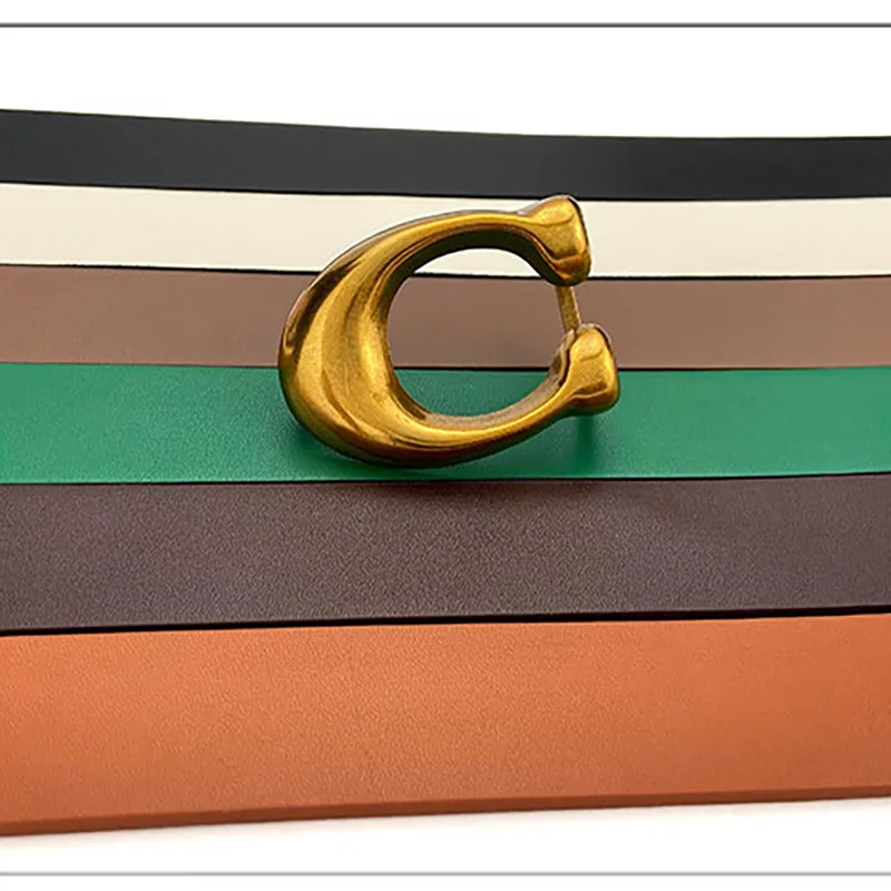 Fashion High Quality Women Leather Belts Retro Waist Strap Designer C Buckle Female Ladies Waistband All-match Jeans Belt