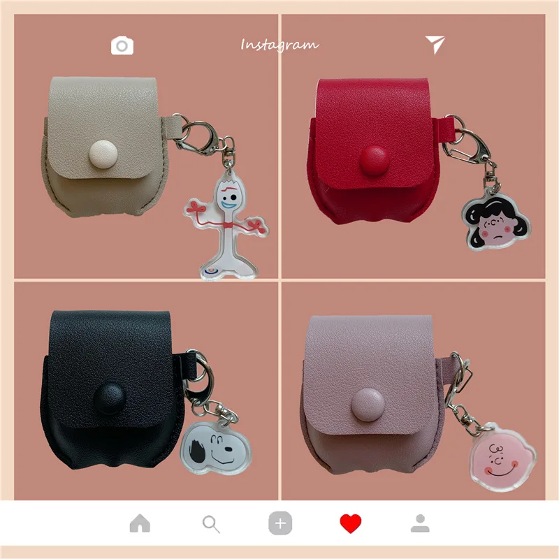 

For AirPods Case Cute Cartoon Peanut Dog Earphone Leather Cover For Apple Airpods 2 Funny Pocket Bag Protect Cases with Pendant