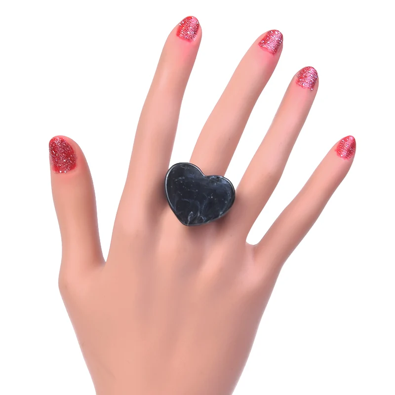 GuanLong большой Винтаж большие кольца для женщин Модные украшения цветов прекрасное сердце резиновые, акриловые палец простое кольцо для девочек - Цвет основного камня: size-7