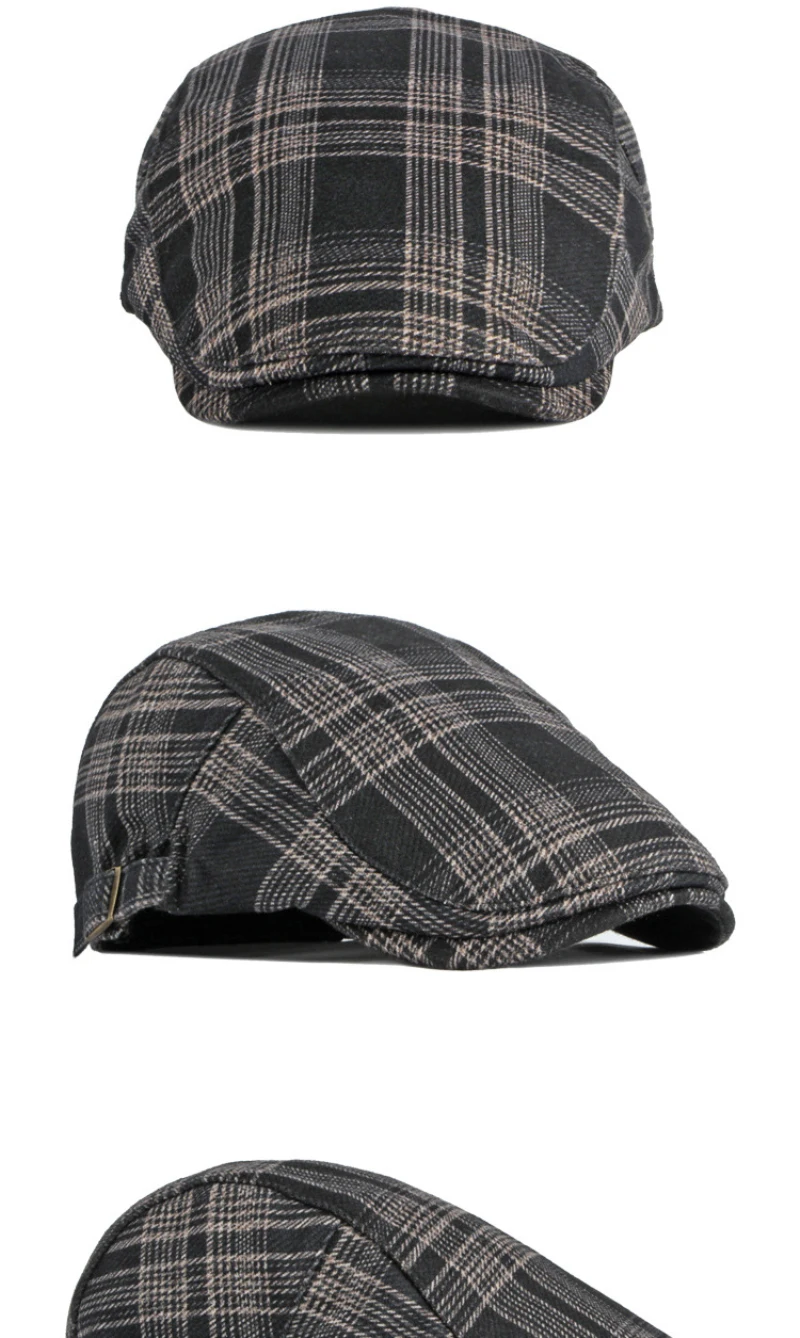 HT3964 Berets Neue Herbst Winter Hut Vintage Baskenmütze Kappe für Männer Frauen Plaid Flache Kappe Männlich Weiblich Retro Künstler Maler Baskenmütze Hut – Detail 7