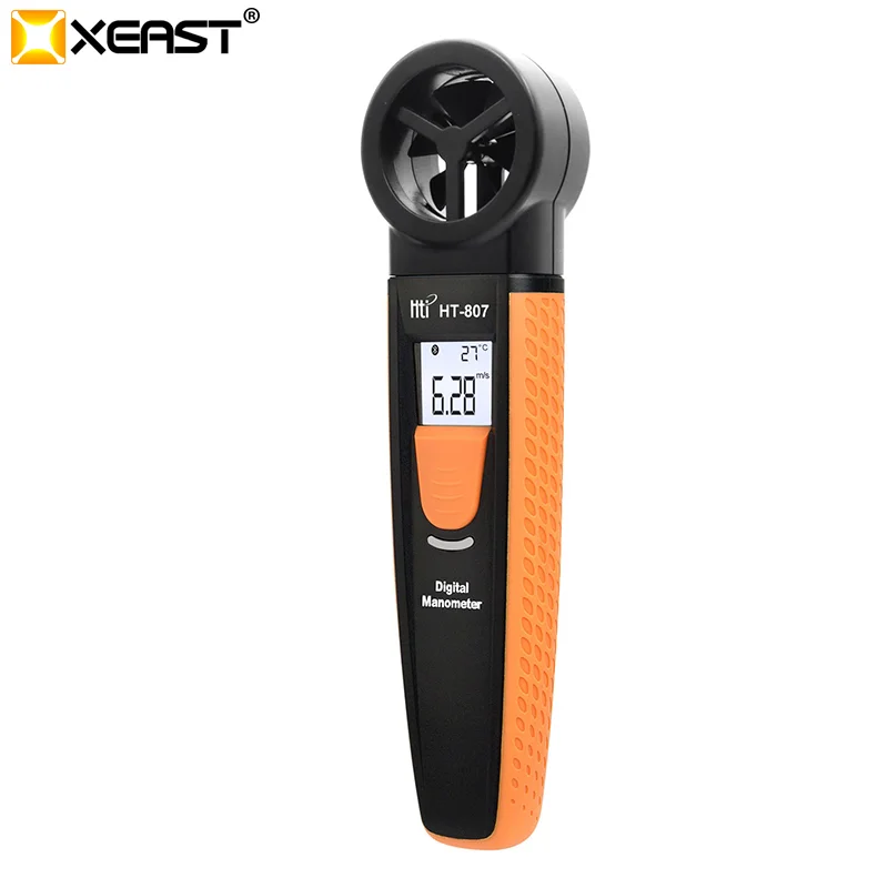 XEAST Hyun Оранжевый Мини HT-807 Анемометр, цифровой Bluetooth Цифровой Карманный анемометр термометр погоды - Цвет: HT-807
