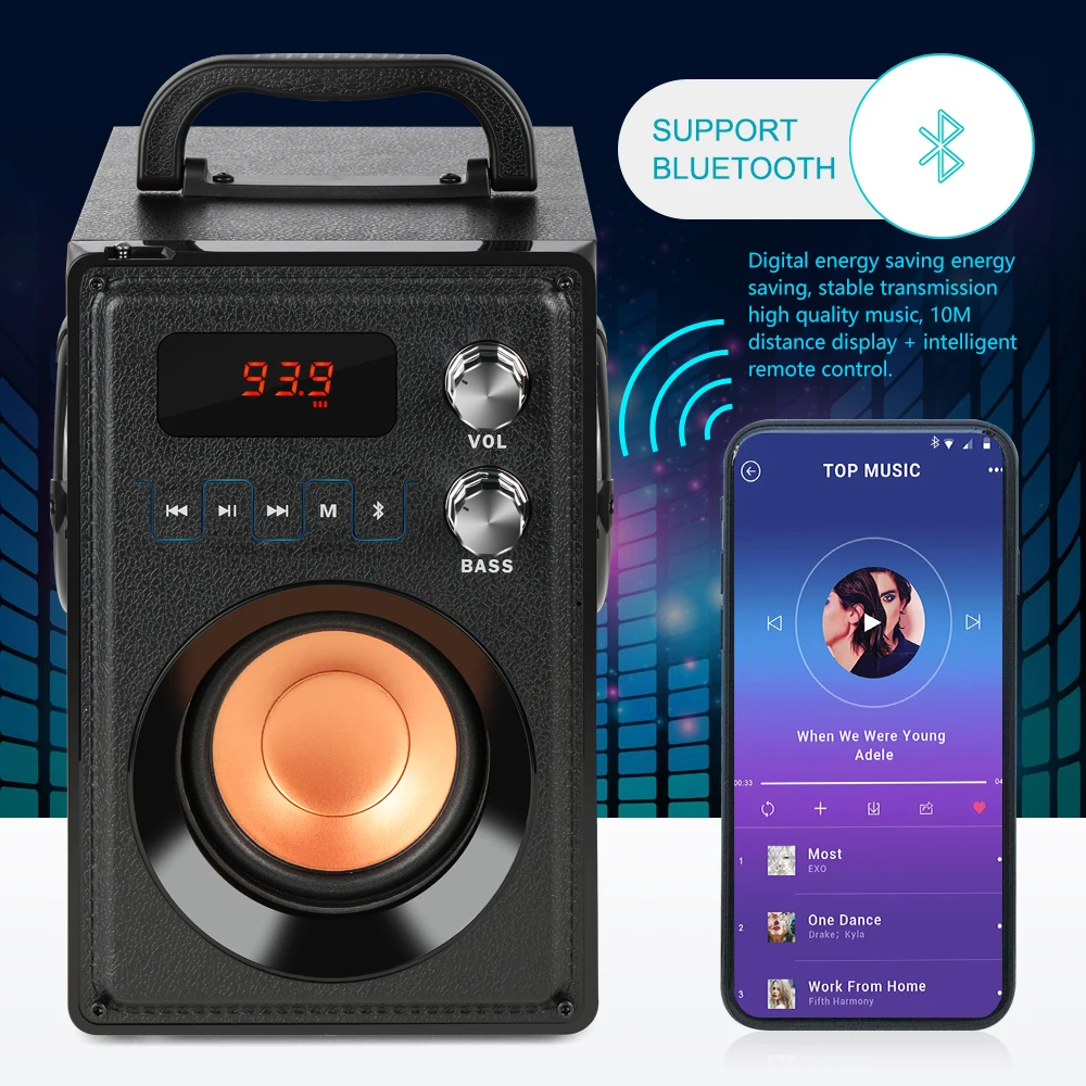 20 Вт большая мощность Bluetooth динамик Портативный беспроводной стерео бас сабвуфер
