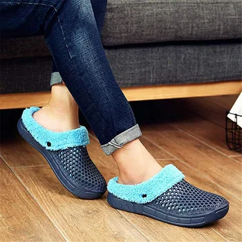 

2020 Winter Warm Slippers Women&Men Shoes Indoor Cotton Pantoffels Casual Crocus Clogs With Fur Easy On/ House Floor Slippers