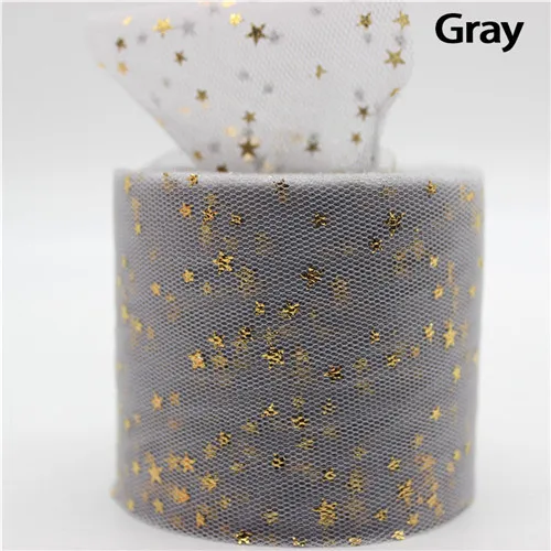 Gray 20 м/лот, ширина 6 см, Золотая Звезда, пятнышко, блеск с принтом, тюль, сетка, катушка, пачка, помпон, мягкий сквин, тюль, творчество, рукоделие, Декор - Цвет: Gray