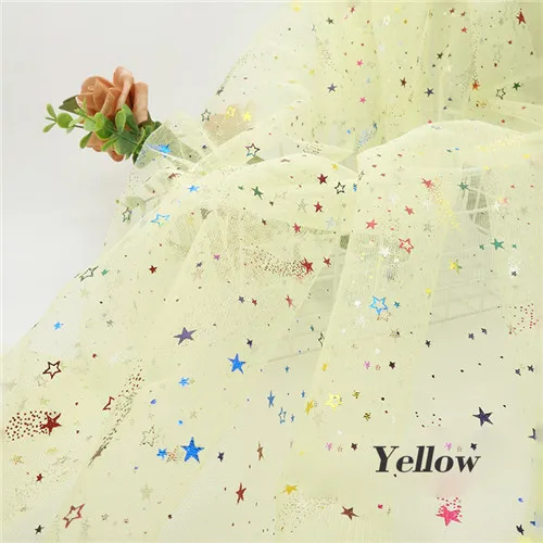 Yellow 5 м/лот модная Яркая блестящая сетка со звездами дизайнерская танцевальная юбка для дня рождения кружевная ткань для шитья Tissu - Цвет: Yellow