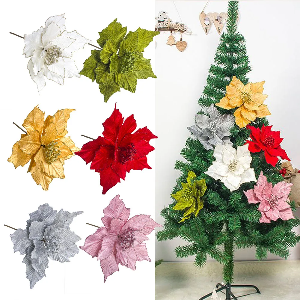 Декоративные многоцелевые вечерние однотонные искусственные цветы, подарок для офиса, не выцветает, сделай сам, для рукоделия, блестящие, для дома, рождественские украшения, затычки