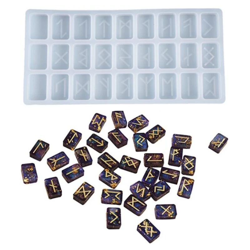 

Crystal Epoxy Resin Mold Energy Symbol Runes Letter Word Model Mirror Casting Silicone Mould DIY Crafts Pendant Jewelry Making