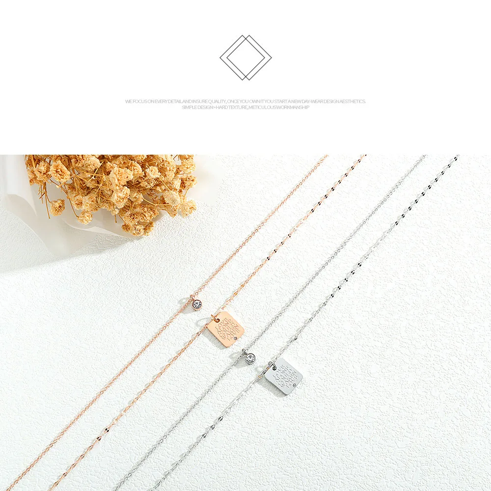 Lokaer, двухслойные, с буквами, любовь, квадратные бирки, ожерелья с подвеской-кулоном, цепочка из нержавеющей стали, колье, ожерелье для женщин, OGX1588