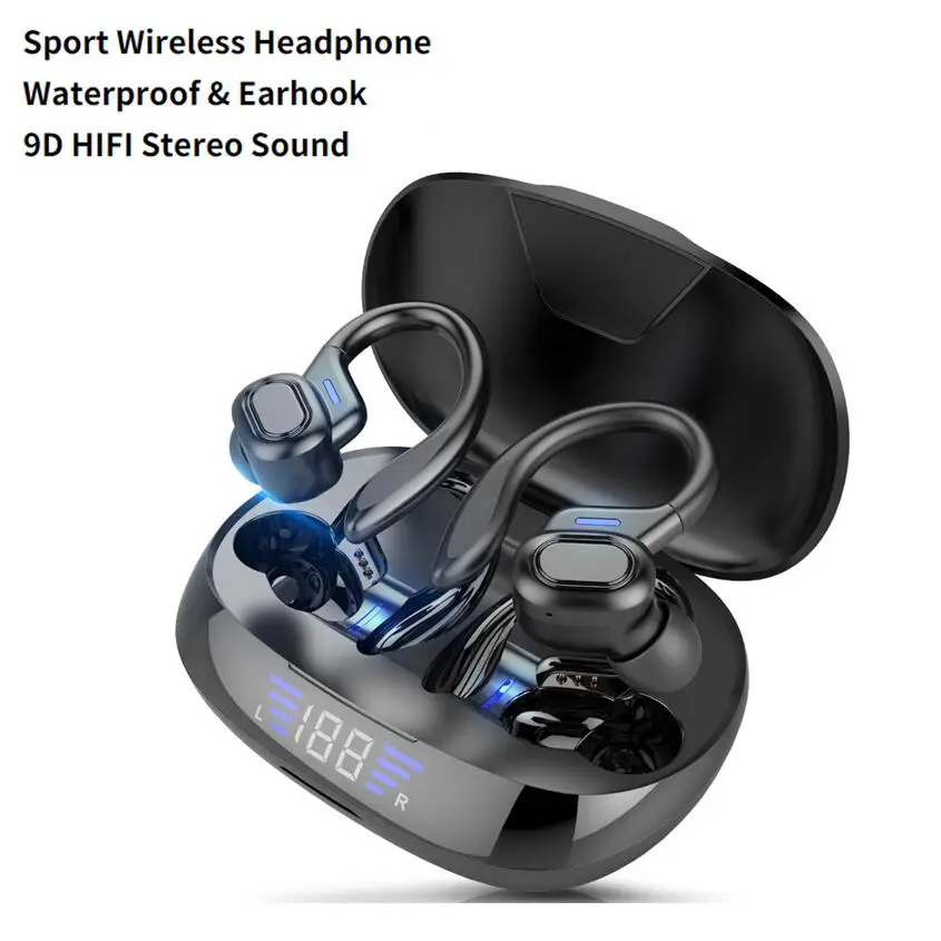

Sports Bluetooth Wireless Headphones with Mic IPX6 Waterproof Ear Hooks Bluetooth Earphones HiFi Stereo Music Earbuds Heasets