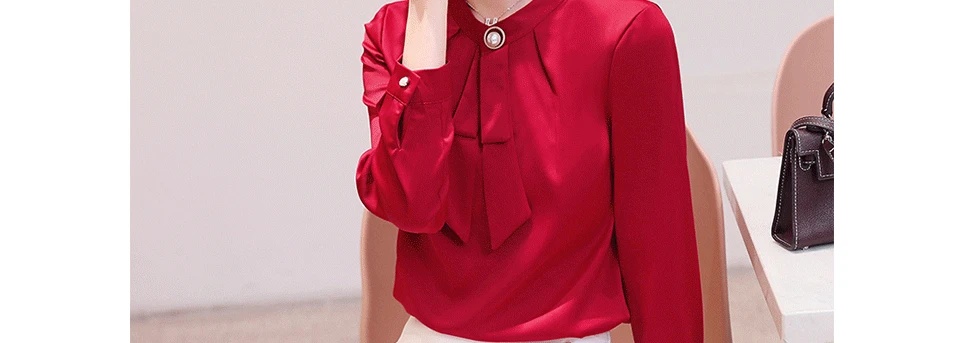 ILARES блузка женская красная блузка с длинным рукавом офисная элегантная винтажная одежда размера плюс женская шелковая блузка женские топы и блузки