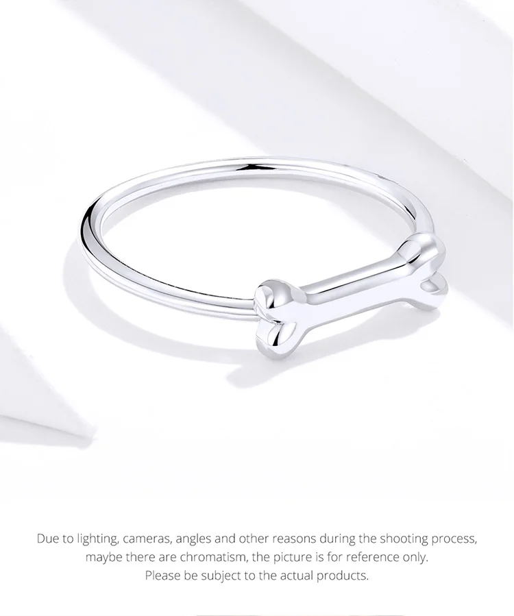BISAER кольца 925 пробы серебряные милые кольца с костями для женщин Серебряные модные ювелирные кольца HSR604