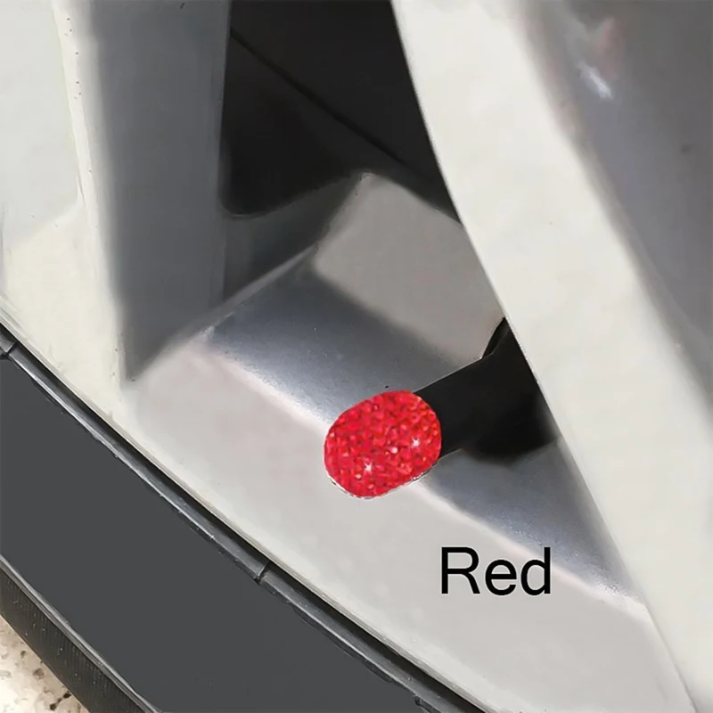 4Pcs/Lot Soft Clay Rhinestone Car Tire Valve Caps Diamond Shining Dustproof Caps Car Accessories - Цвет: Red