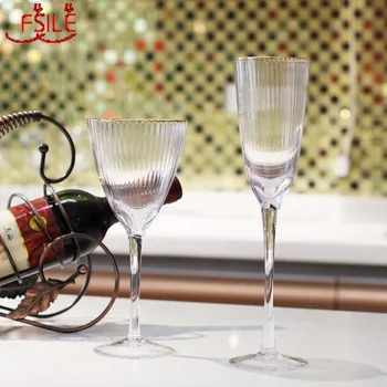 

Vertical Strips Patterned Glass Red Wine Glass Vertical Rim Shot Glass Tall Wine Glass Bubble Champagne Glass European Style