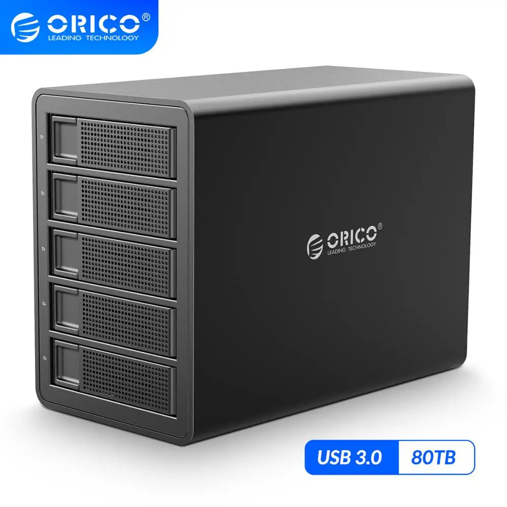 Док станция ORICO 35 Series 5 bay 3 дюйма для HDD USB3.0 с алюминиевым корпусом RAID емкостью 80 ТБ