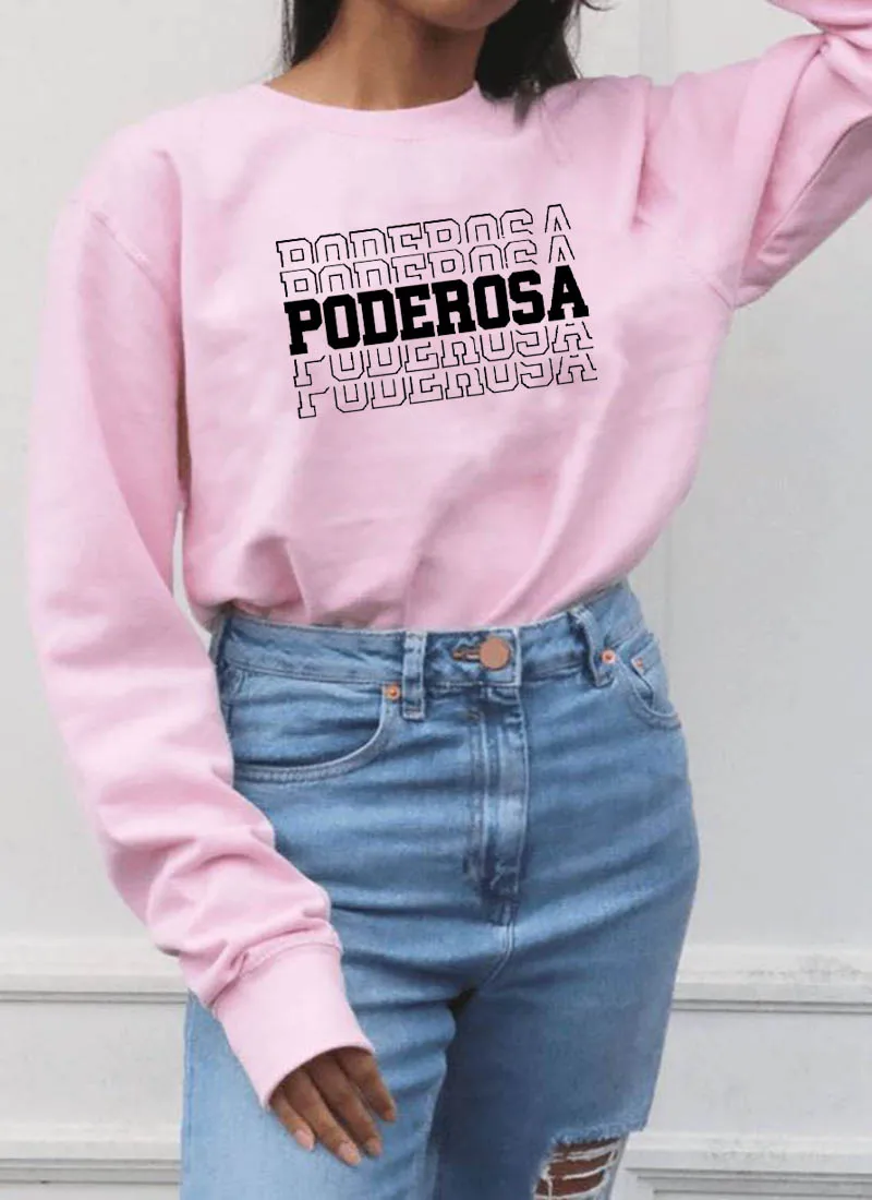 Толстовка с принтом Poderosa, Новое поступление, унисекс, забавные повседневные топы с длинными рукавами, хлопок, испанские рубашки, милые топы в стиле латины