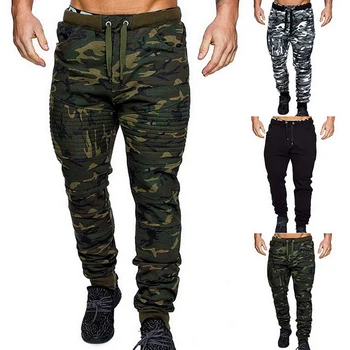 

2019 Mens Winter Warm Drawstring Closure Slim Fit Camo Jogger Pants Gym Athletic Sweatpants Sports Harem Joggers Pants