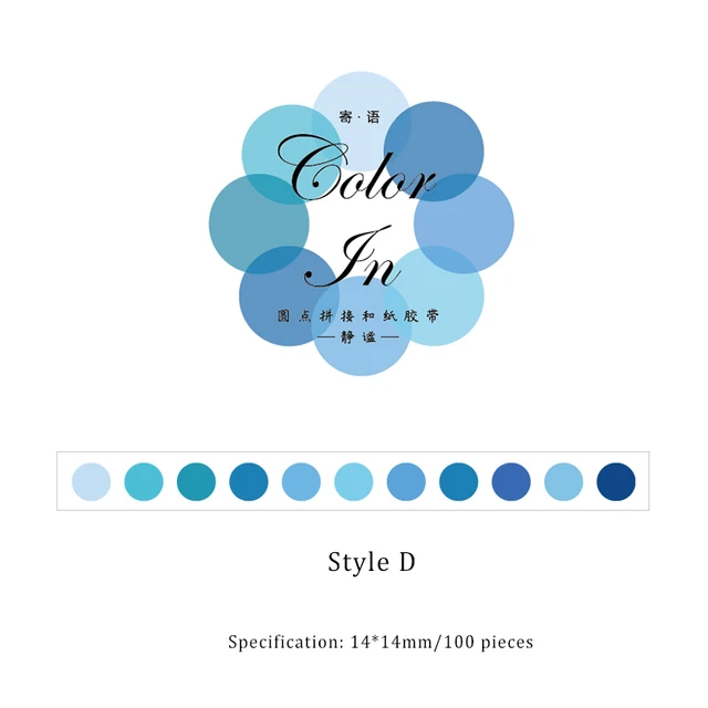 Mr.Paper 14*14mm Hard Candy Dot Color Washi Journaling Writing Memory Washi Tape Deco Gift Label Ins Masking Tapes Easy to Tear D