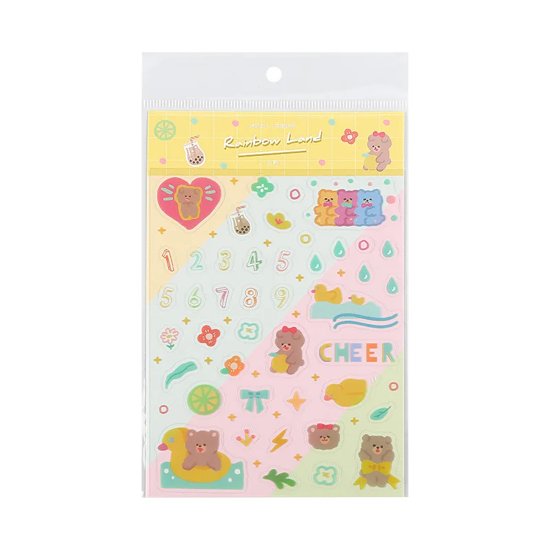 Милая Радуга медведь маленькая наклейка с цветком пуля журнал корейские канцелярские принадлежности Скрапбукинг этикетка-наклейка дневник стикер s